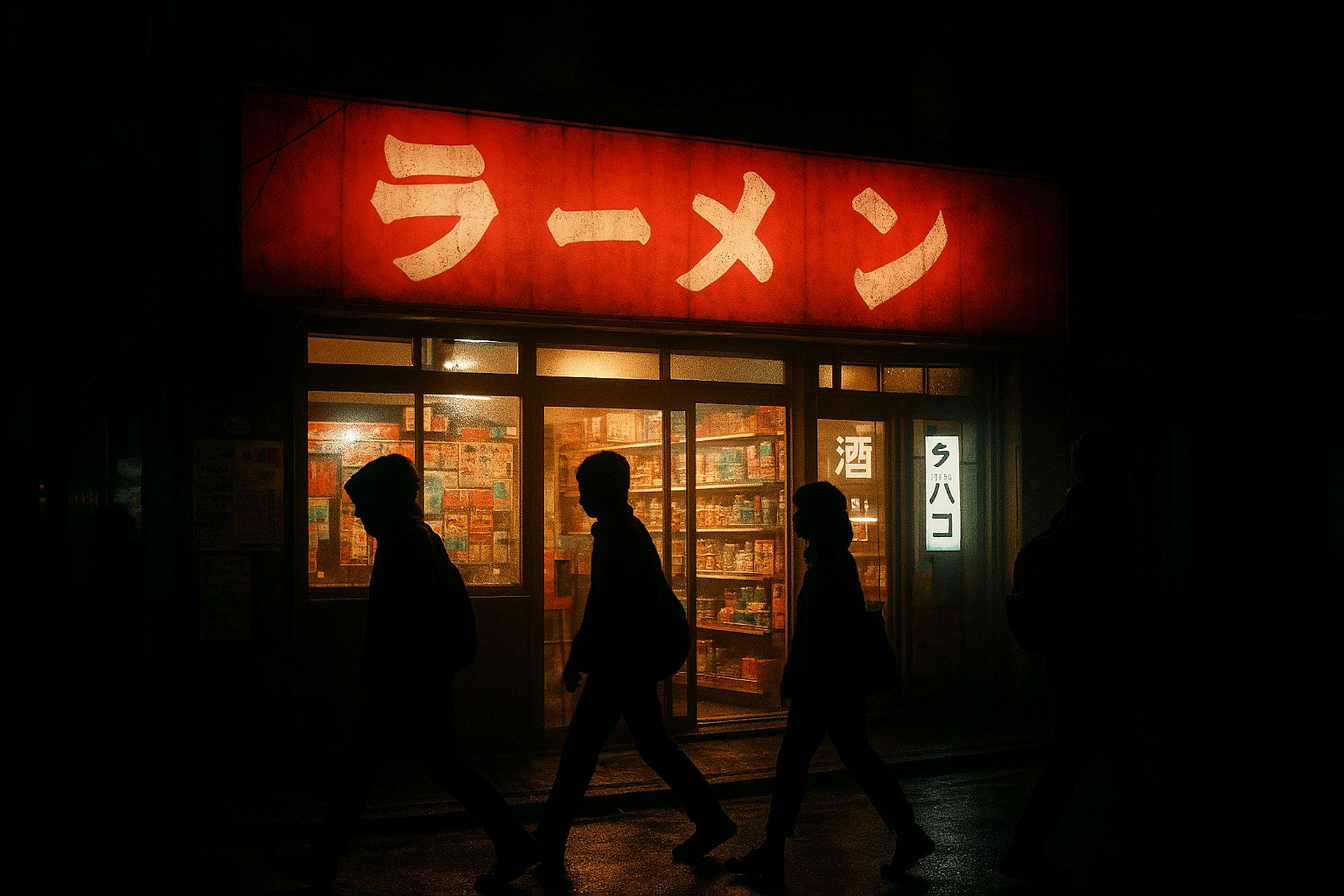 An omakase chef at a dark counter, preparing a nigiri under warm low light